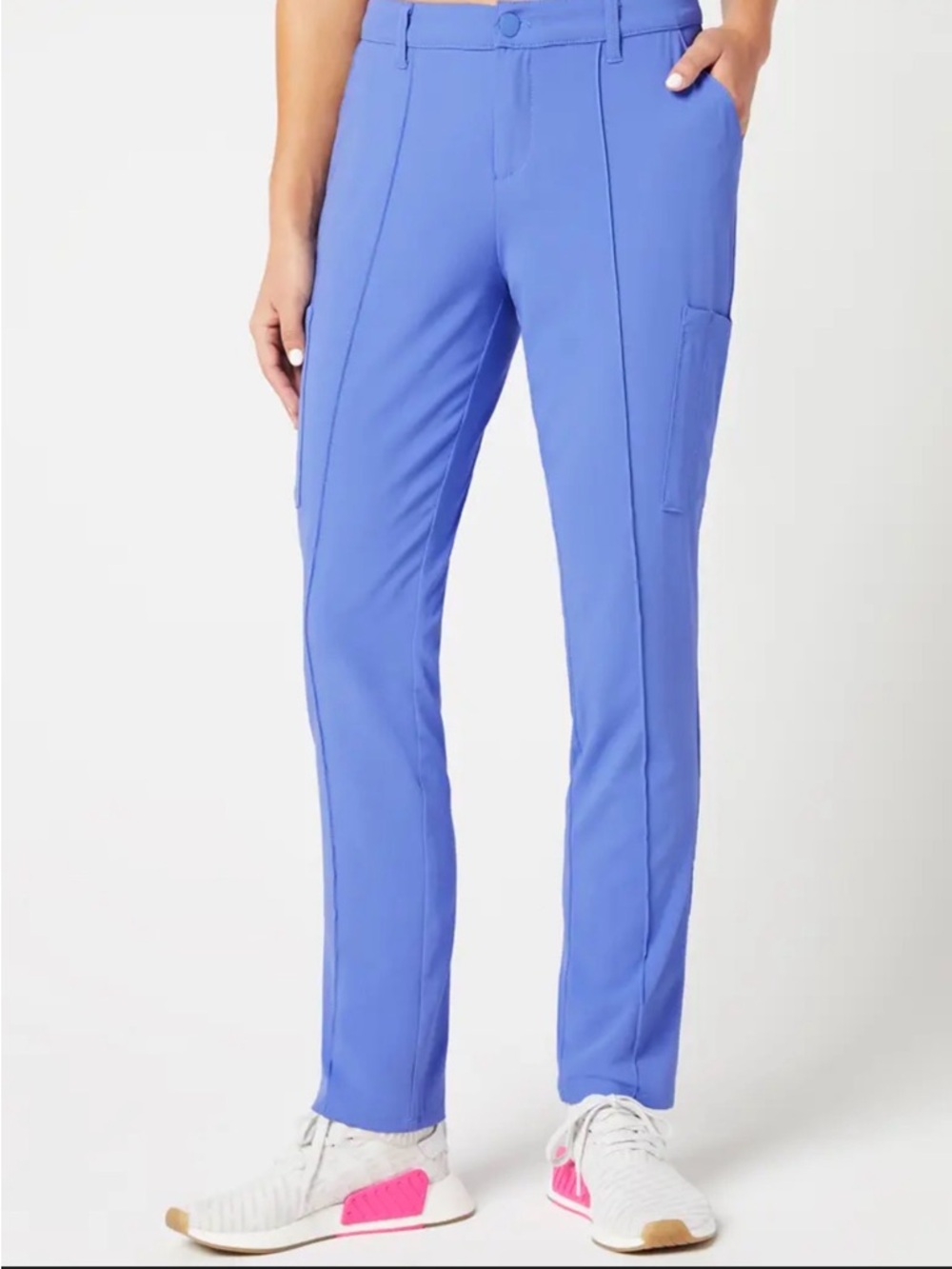 Jaanuu Scrub Pants XS Blue Cargo Stretch Medical Uniform High Rise Jogger Style